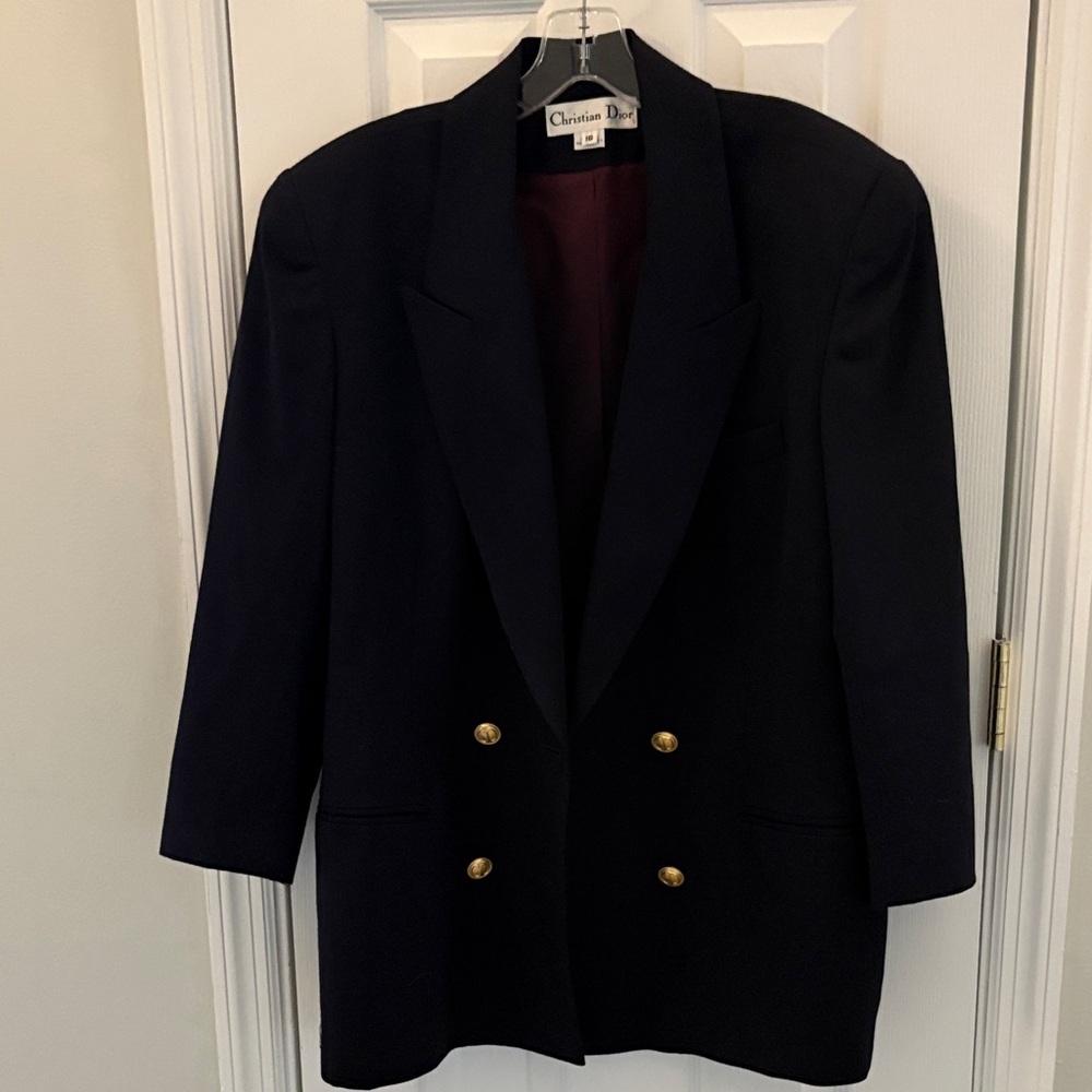 Dior Black Double-Breasted Blazer with Gold Buttons